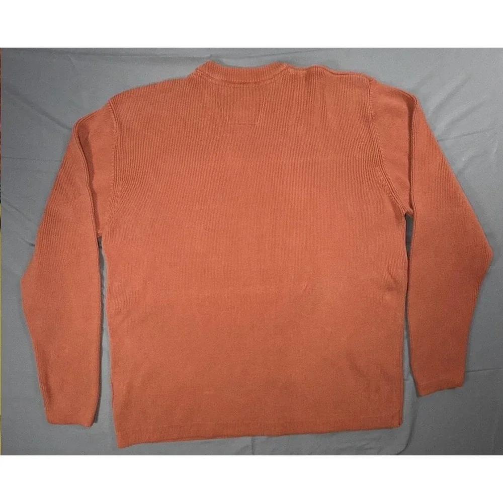 Harley-Davidson Sweater Mens Medium Orange Cotton Crewneck Knit Pullover